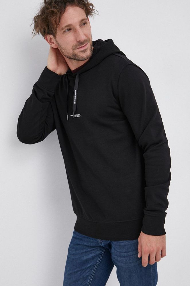 Кофта Armani Exchange чоловіча колір чорний з принтом (1827071)