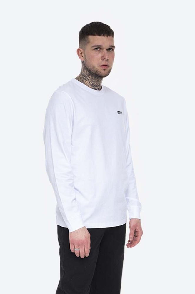 Бавовняний лонгслів Wood Wood Mark Paisley Long Sleeve колір білий з принтом 12115401.2489-BRIGHTW