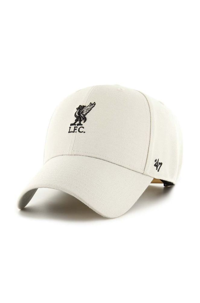 Бавовняна бейсболка 47brand EPL Liverpool FC колір бежевий з аплікацією