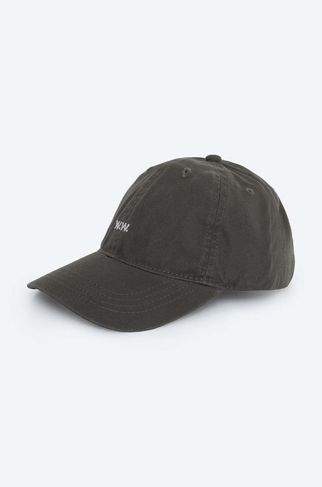 Бавовняна бейсболка Wood Wood Low Profile колір зелений однотонна 12110804.7083-OFFWHITE (3581360)