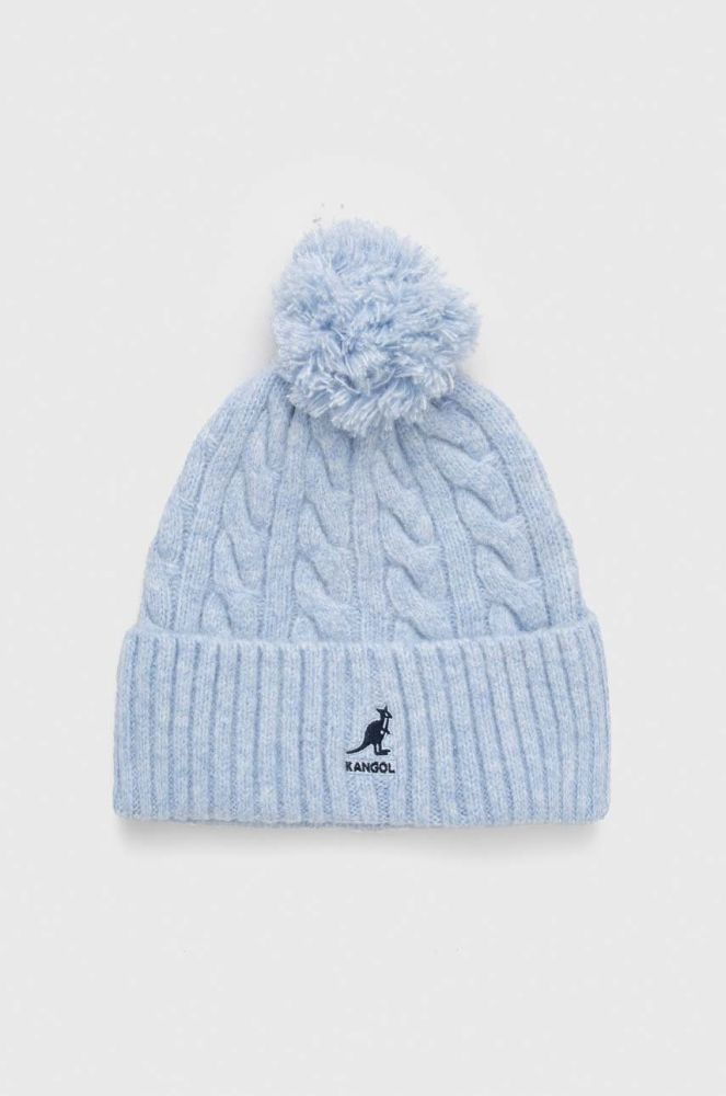 Шапка з домішкою вовни Kangol з товстого трикотажу колір блакитний