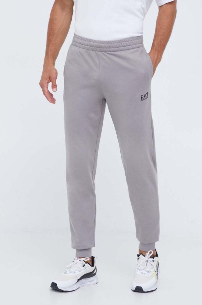 Спортивні штани EA7 Emporio Armani чоловічі колір сірий однотонні