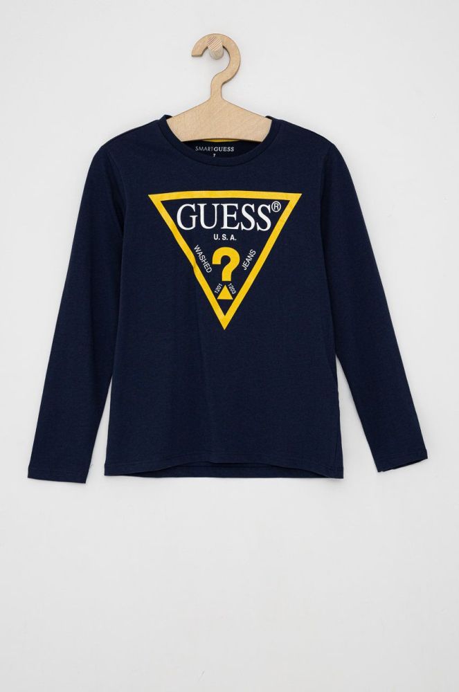 Дитячий лонгслів Guess колір синій з принтом (1534432)