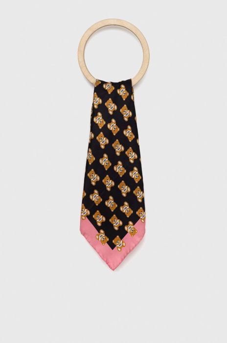 Шовкова хустка на шию Moschino колір рожевий візерунок (2925126)