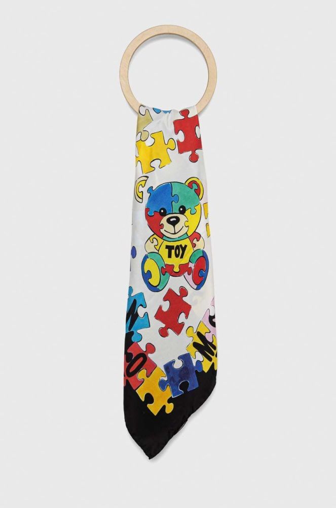 Шовкова хустка на шию Moschino колір чорний візерунок (2928892)