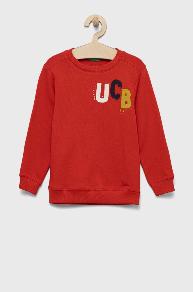 Дитяча бавовняна кофта United Colors of Benetton колір червоний з принтом (2518574)