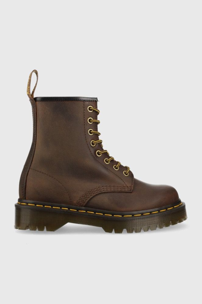 Шкіряні черевики Dr. Martens 1460 Bex жіночі колір коричневий на плоскому ходу