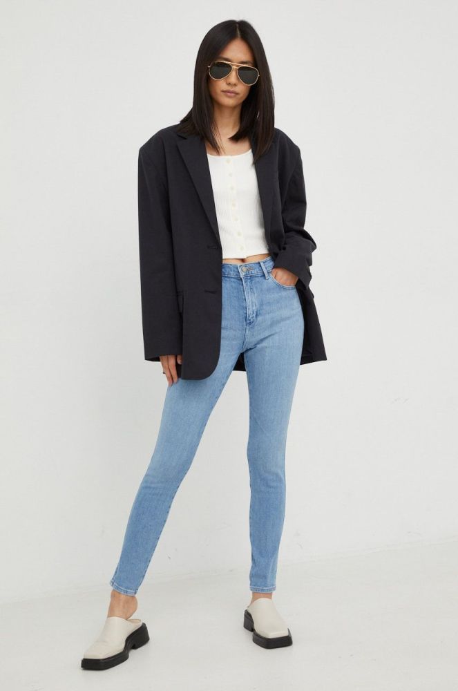 Джинси Wrangler High Rise Skinny Forkeeps жіночі висока посадка колір блакитний