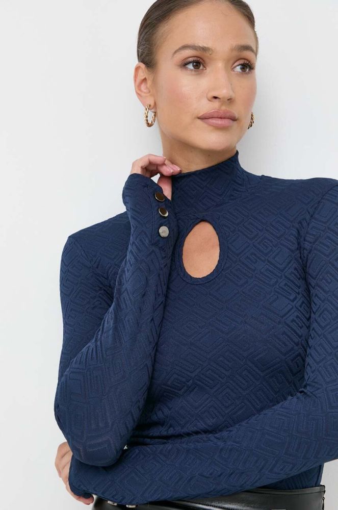 Блузка Guess колір синій однотонна
