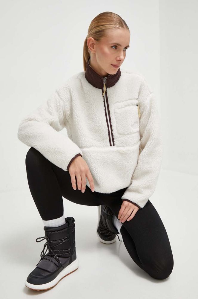 Флісова кофта The North Face колір бежевий візерунок