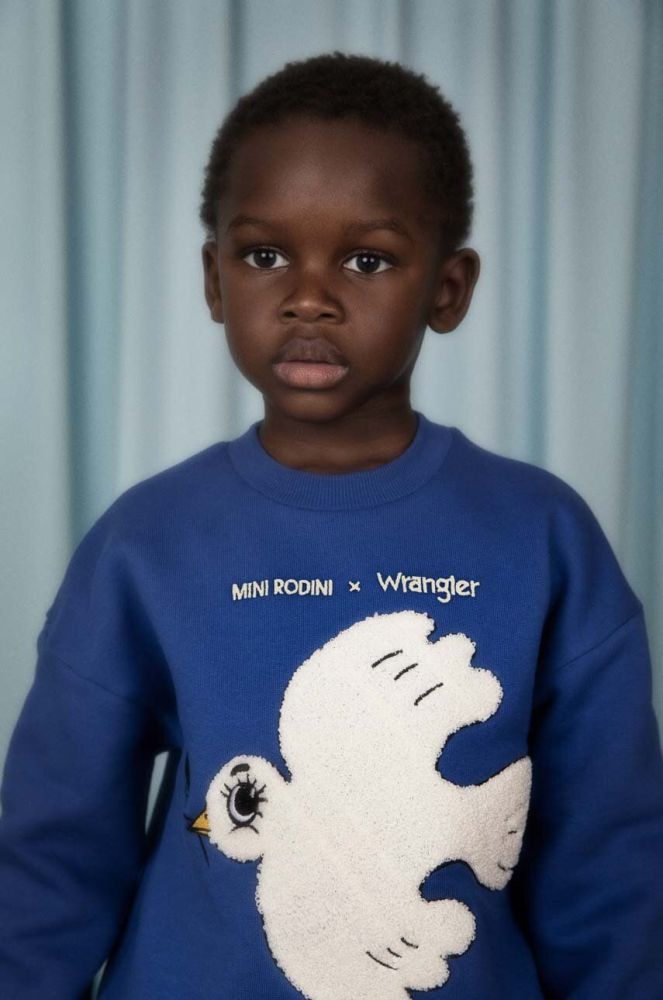 Дитяча бавовняна кофта Mini Rodini Mini Rodini x Wrangler з принтом колір блакитний