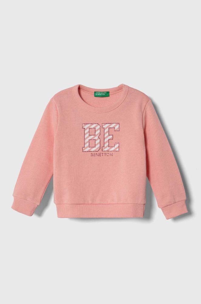 Дитяча бавовняна кофта United Colors of Benetton колір рожевий з принтом (3388243)