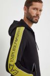 Кофта EA7 Emporio Armani чоловіча колір чорний з капюшоном візерунок