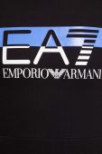 Бавовняна кофта EA7 Emporio Armani чоловіча колір чорний з капюшоном з принтом (3305841)