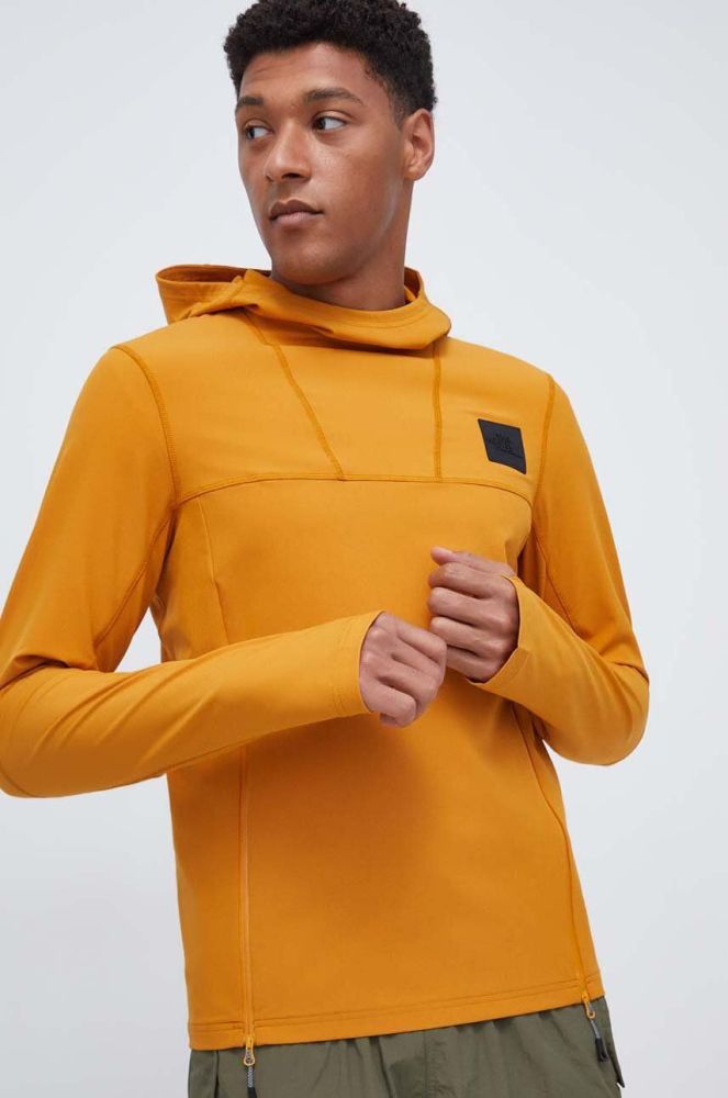 Кофта The North Face чоловіча колір жовтий з капюшоном однотонна