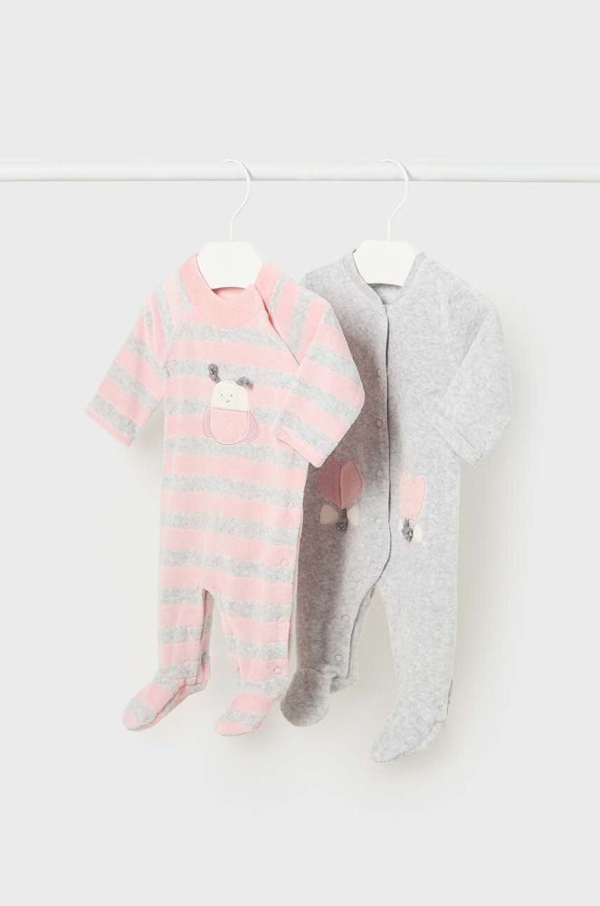 Дитячі повзунки Mayoral Newborn 2-pack колір рожевий (3428159)
