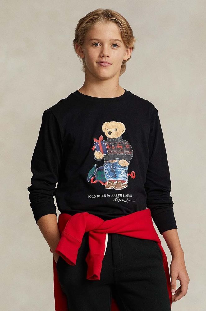 Футболка Polo Ralph Lauren колір чорний з принтом