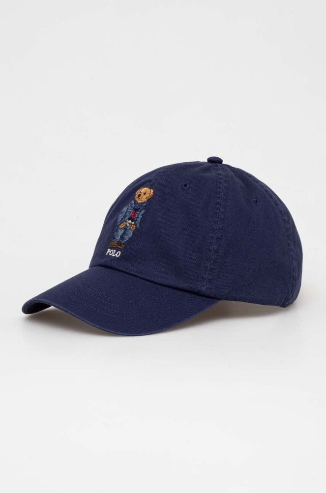 Бавовняна бейсболка Polo Ralph Lauren колір синій з аплікацією (3419555)