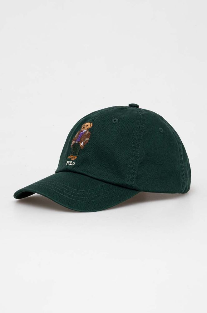 Бавовняна бейсболка Polo Ralph Lauren колір зелений з аплікацією (3419554)
