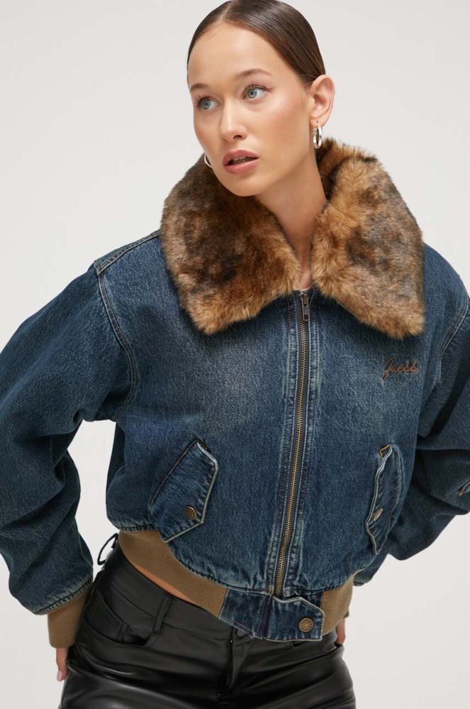 Куртка Guess Originals жіноча колір синій перехідна oversize