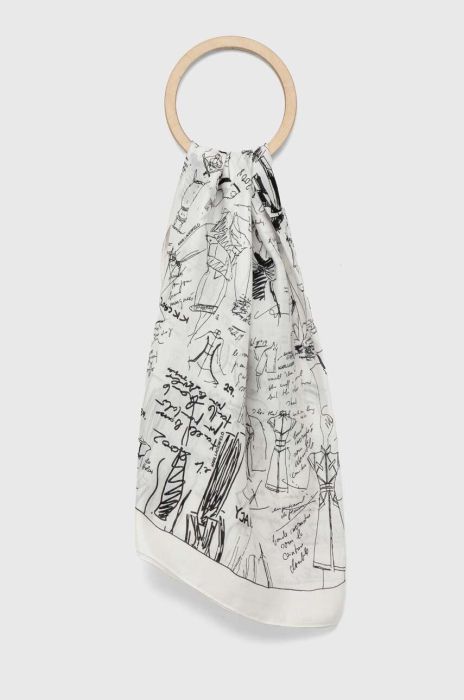 Хустка з домішкою шовку Karl Lagerfeld колір білий візерунок