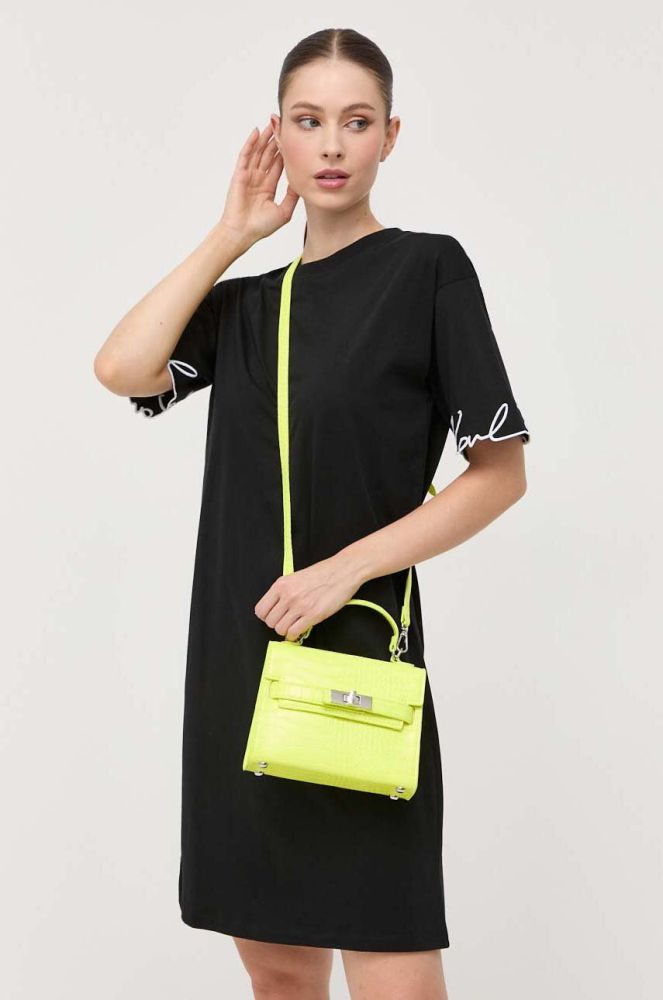 Бавовняна сукня Karl Lagerfeld колір чорний mini пряма