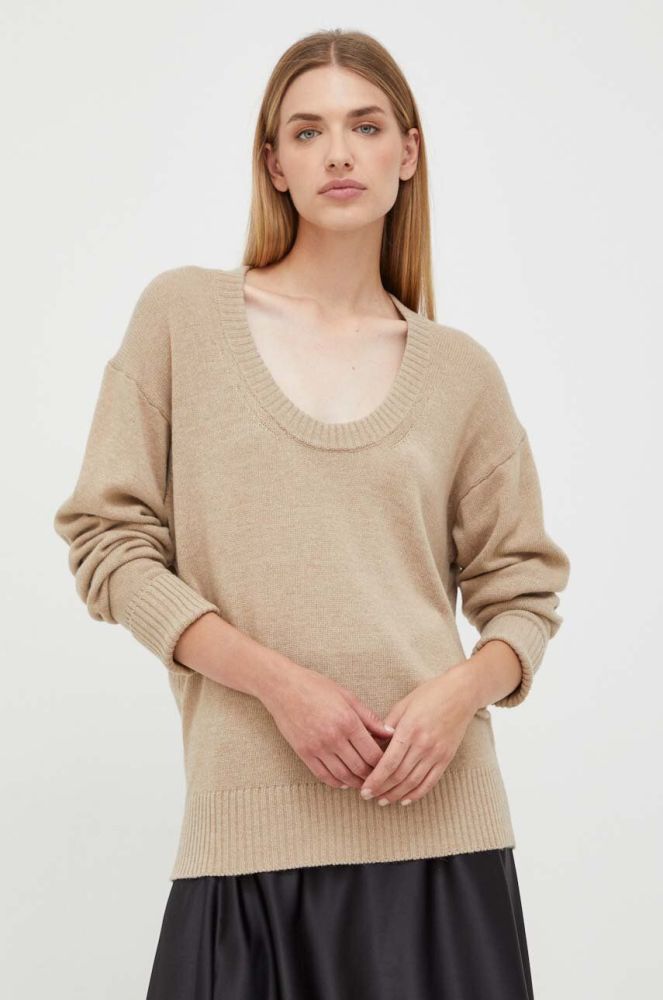 Светр з домішкою вовни Trussardi жіночий колір бежевий легкий
