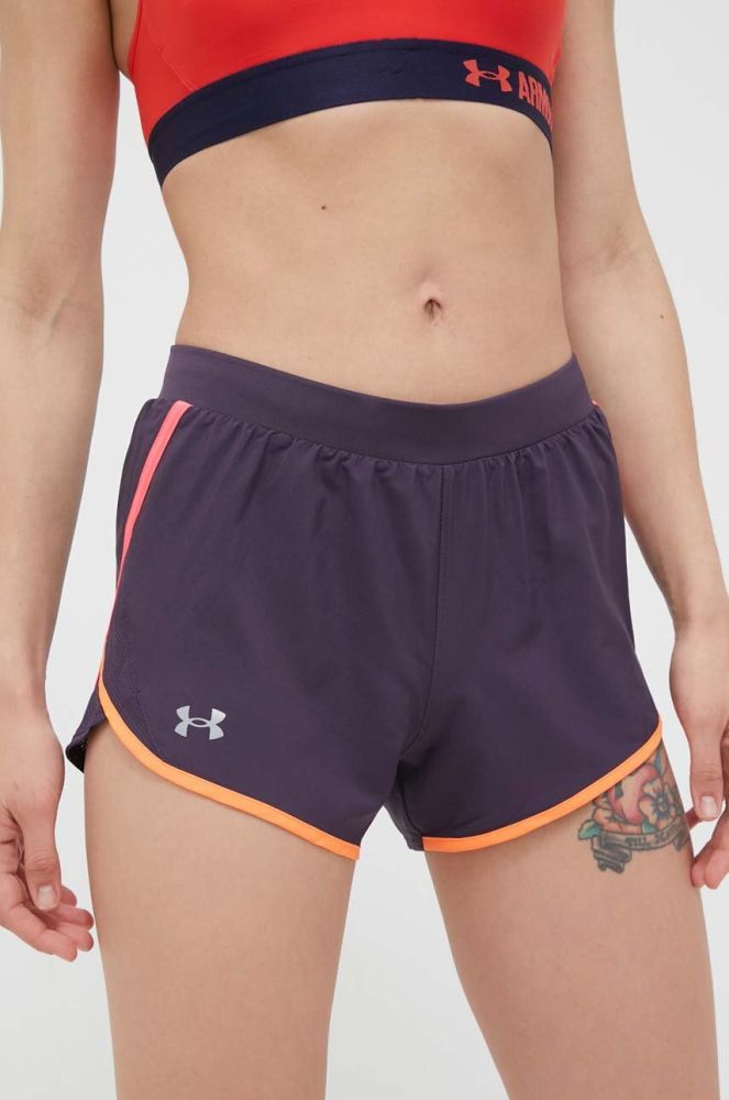 Шорти для бігу Under Armour Fly-By 2.0 колір сірий однотонні середня посадка
