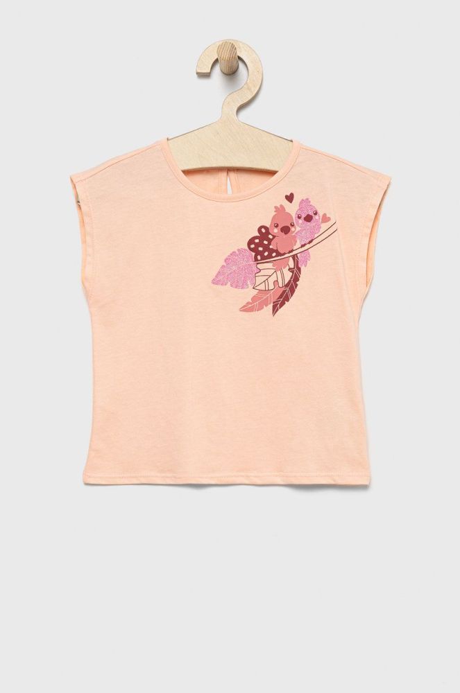 Дитячий бавовняний топ United Colors of Benetton колір рожевий (2324561)