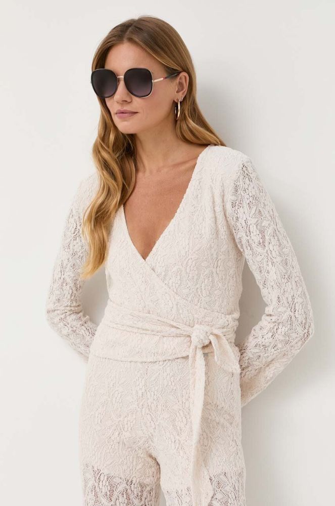 Блузка Guess жіноча колір бежевий однотонна (3229873)