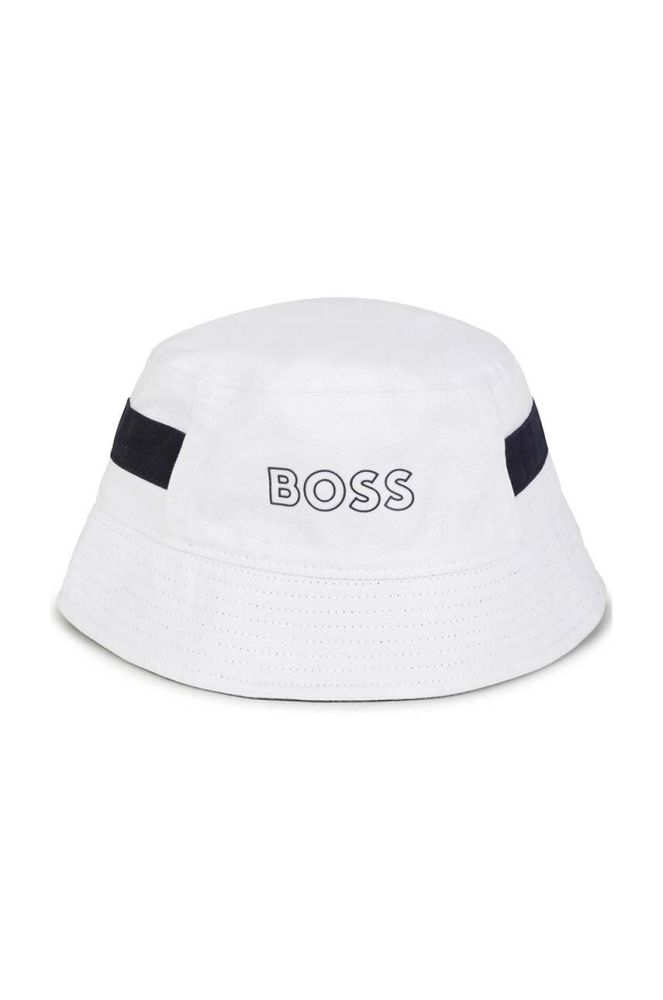 Дитяча бавовняна панама BOSS колір білий з бавовни