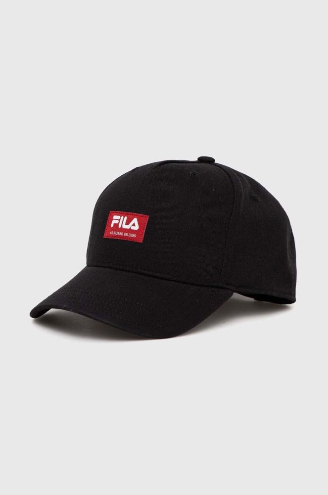 Бавовняна бейсболка Fila колір чорний з аплікацією (3013481)