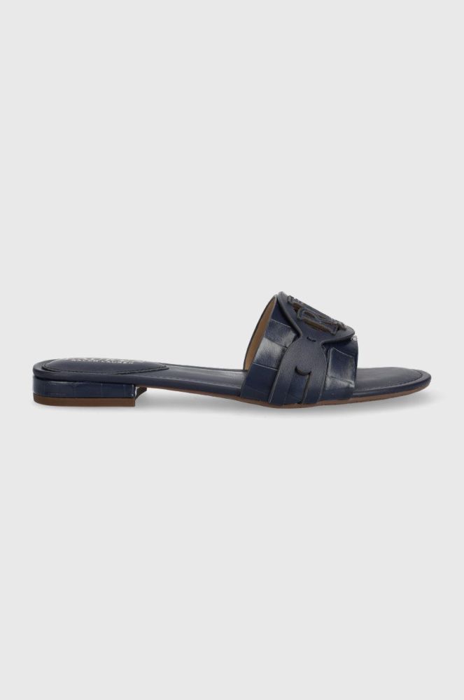 Шкіряні шльопанці Lauren Ralph Lauren 802891388005 жіночі колір синій 802891388005