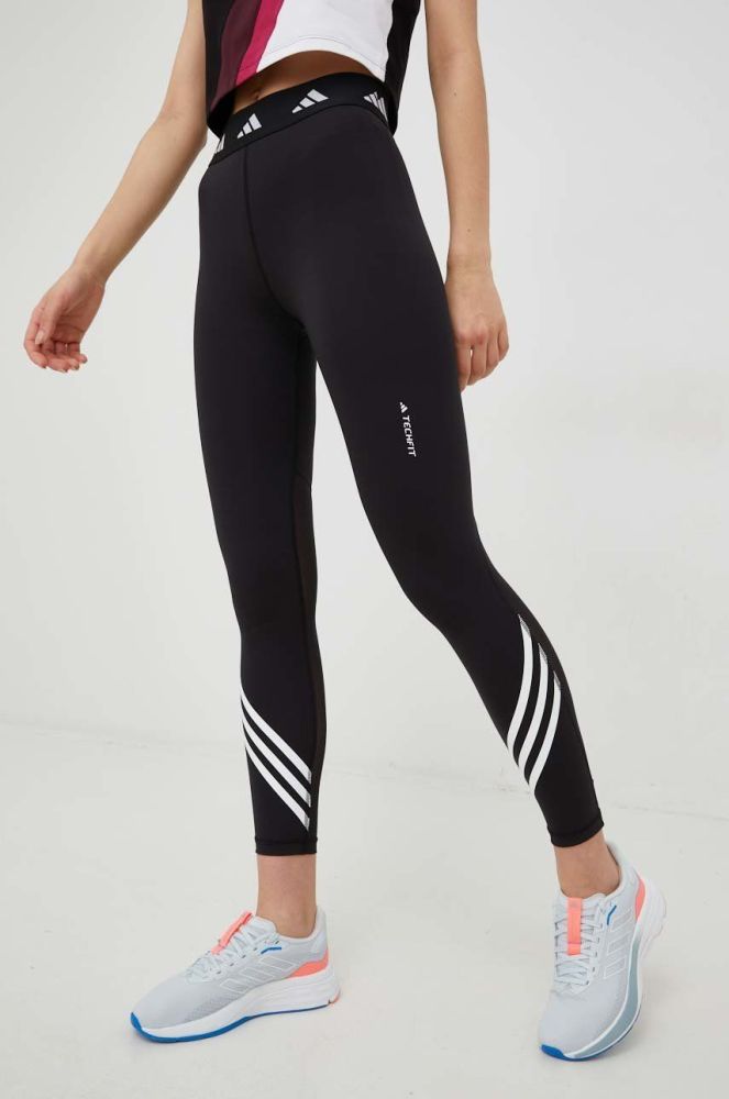 Легінси для тренувань adidas Performance Techfit жіночі колір чорний з принтом