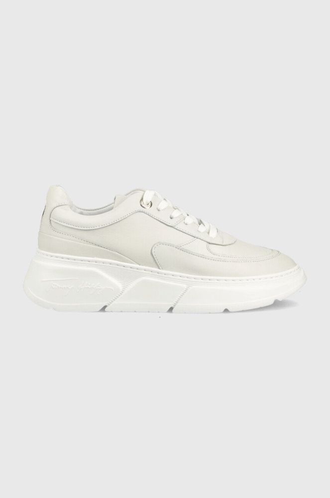 Шкіряні кросівки Tommy Hilfiger FW0FW06855 CHUNKY LEATHER SNEAKER колір сірий