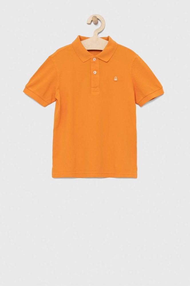 Дитяче бавовняне поло United Colors of Benetton колір помаранчевий однотонний (2984600)