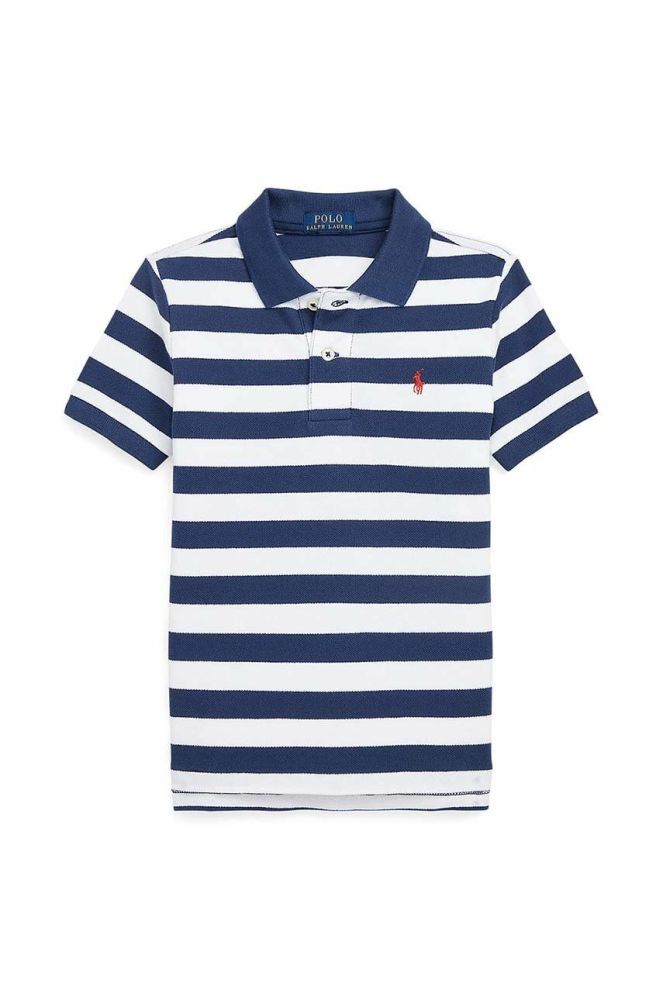 Дитяче бавовняне поло Polo Ralph Lauren колір синій візерунок