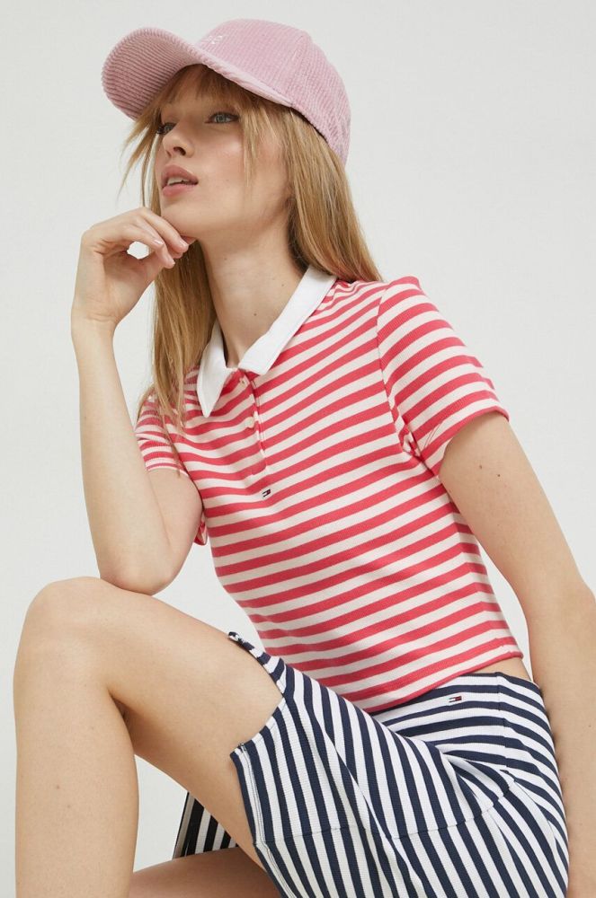 Поло Tommy Jeans жіночий колір рожевий (2979965)