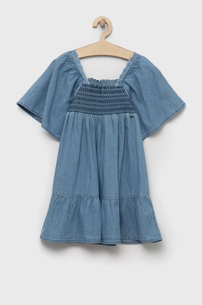 Дитяча джинсова сукня Pepe Jeans Bay mini розкльошена колір блакитний