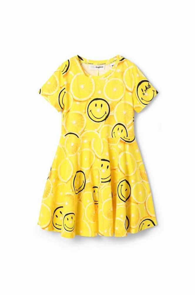 Дитяча бавовняна сукня Desigual колір жовтий mini розкльошена (3117822)