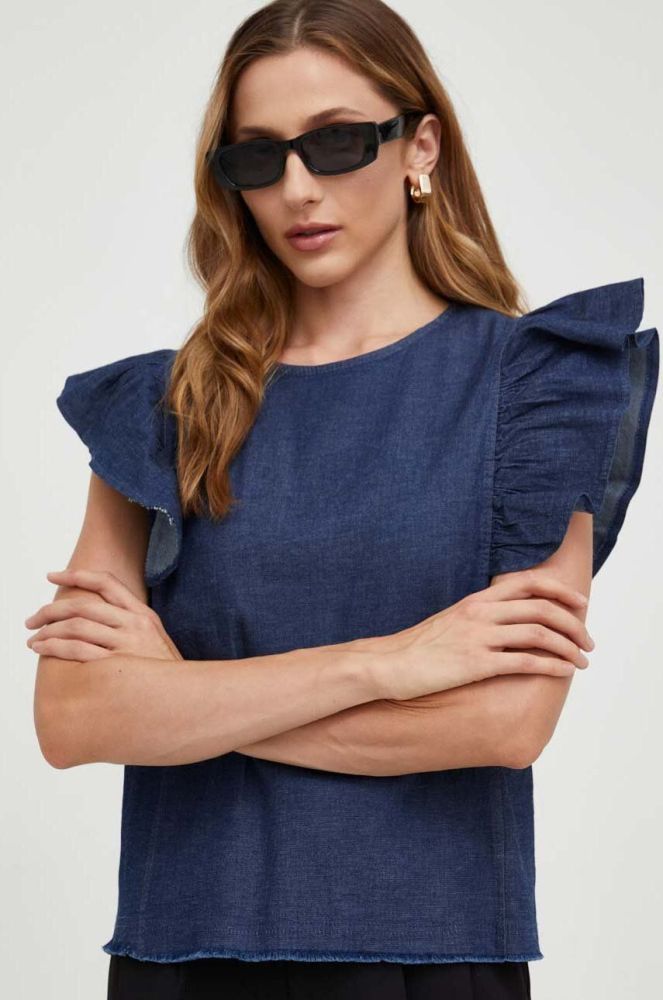 Бавовняна блузка Answear Lab однотонна колір блакитний (3548558)